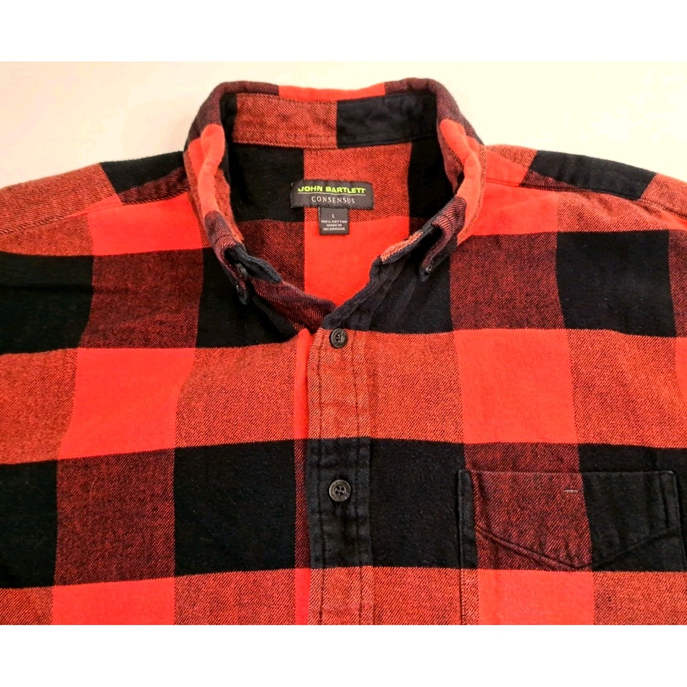 John Bartlett Consensus Buffalo Plaid Flannel Shirt Men's L Gorp Classic
